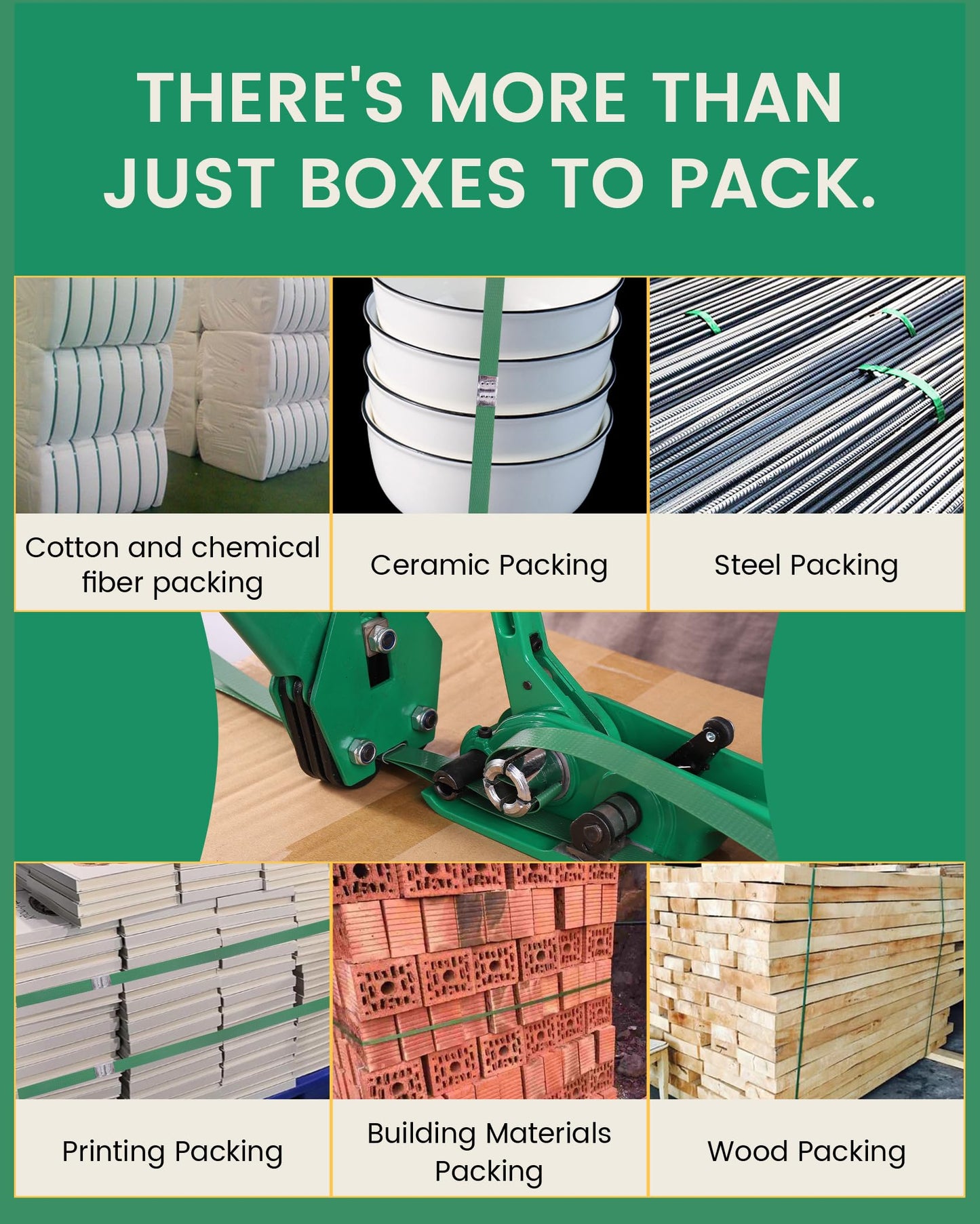 FoundGo Electric Strapping Machine with LCD Screen&PET Banding Strapping Kit for Heavy Duty Tough Pallet Packaging
