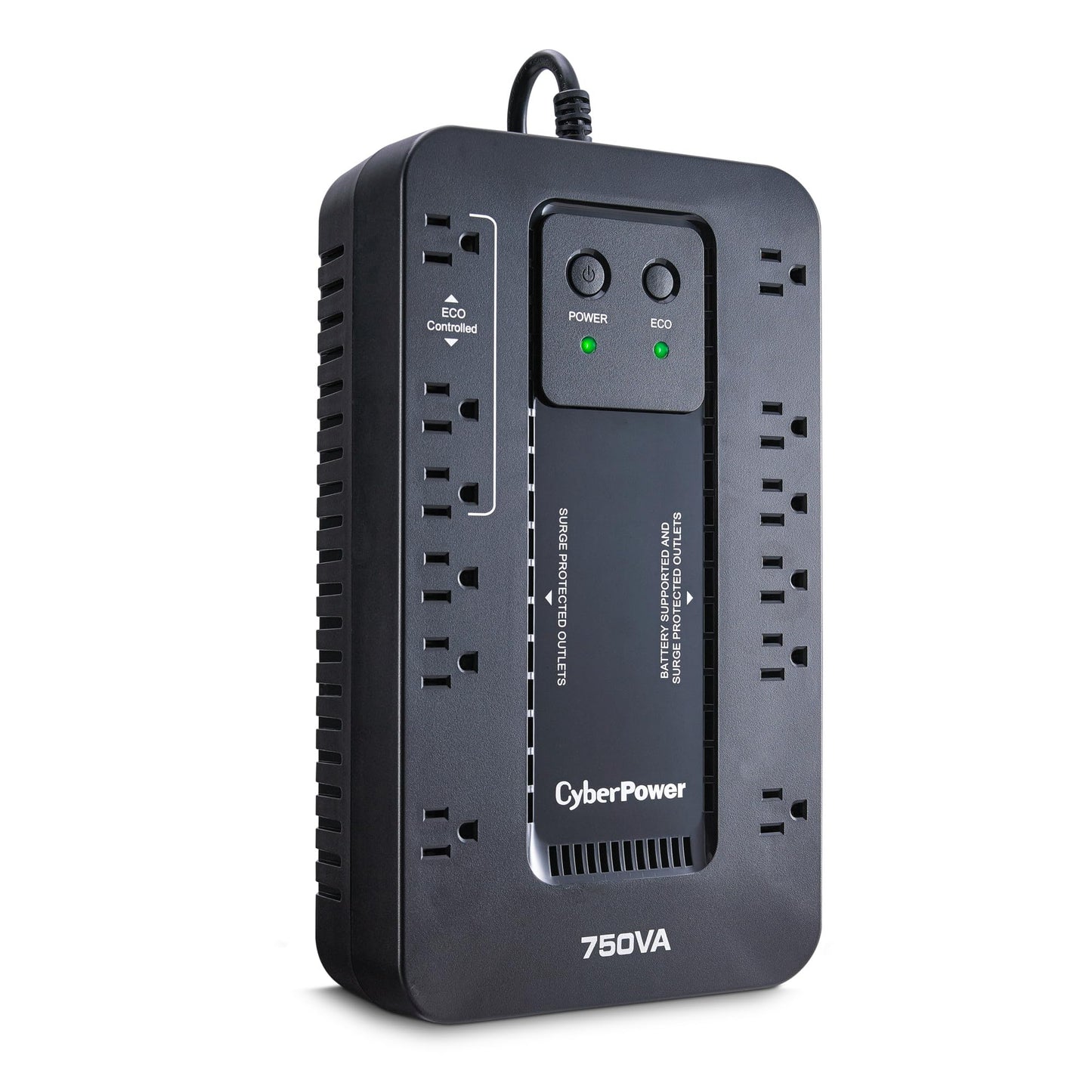 CyberPower EC750G Ecologic UPS Battery Backup and Surge Protector, 750VA/450W, 12 Outlets, ECO Mode, Compact, UL Certified