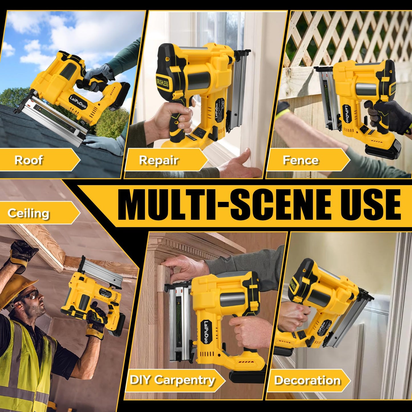Cordless Brad Nailer Compatible with Dewalt 20V Battery, RexLeLXB 2-in-1 Pneumatic Staple Gun Nail Gun with 800 Nails, 18GA Staple Gun for Wood Working, Framing, Furniture & Upholstery Projects