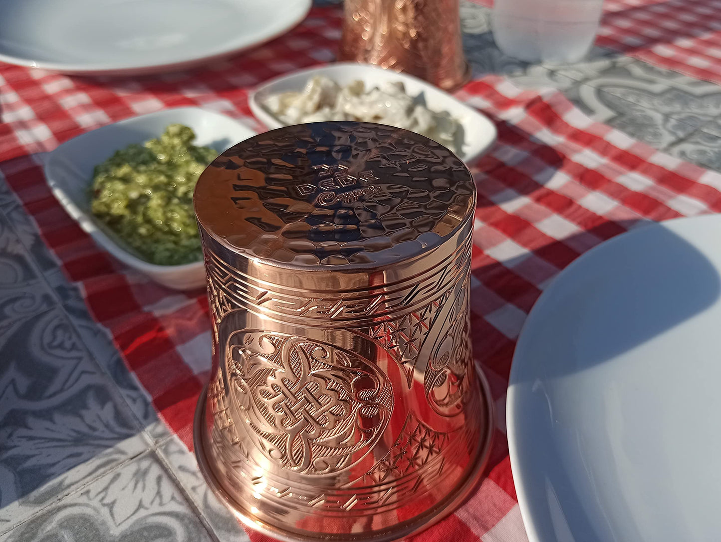DEDE Copper - CC Series (20 oz) - Handcrafted Super Heavy Weight Drinking Cups or Serving Cold Beverages and Cocktail Mugs, Handmade Unlined Uncoated Pure Solid Copper Tumblers (Engraved)
