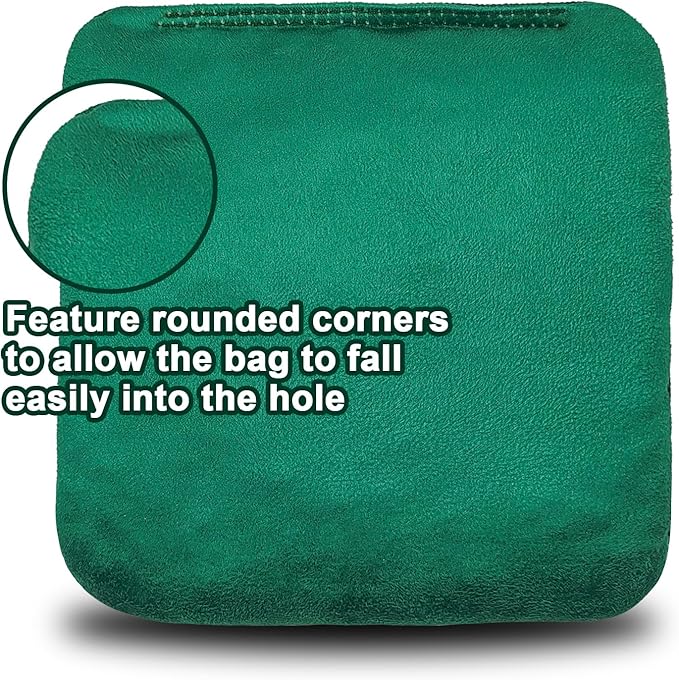 JIMTERRY Professional Cornhole Bags Set of 8 Dual Sided Corn Holes Bags Double Sided Regulation Slick and Stick Corn Hole Bean Bags for Pro Corn Hole Game