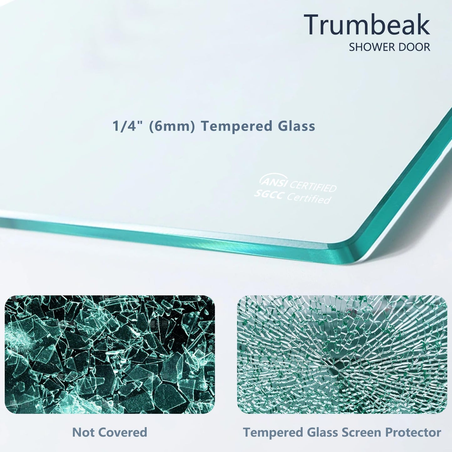 Trumbeak Double Sliding 44-48" W×72" H Shower Door,Semi-Frameless Sliding Glass Shower Door with 1/4''(6mm) Clear SGCC Tempered Glass,for Walk-in Shower Enclosure,Brushed Silvery