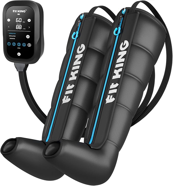 FIT KING Upgraded Leg Massager Recovery Boots, Professional Air Compression Recovery System for Circulation & Athlete-Level Fast Recovery, Cordless Rechargeable Compression Boots (Medium)