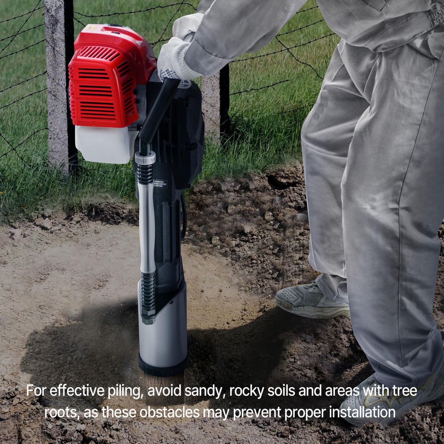 VEVOR Gas-Powered T Post Driver,2-Stroke 1300W,52cc,W/3Head