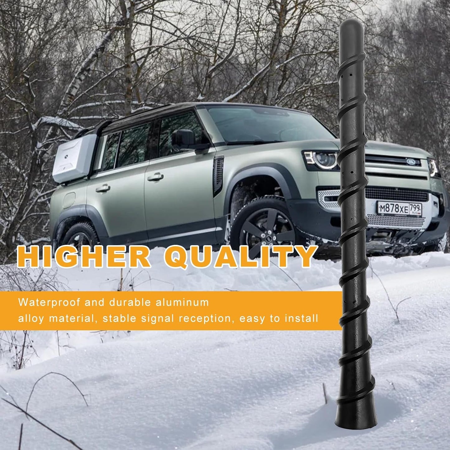 ZNDAW 7 Inch Car Spiral Antenna, Flexible Rubber Antenna Mast with Threaded Adapters, Waterproof Roof Mount Vehicle