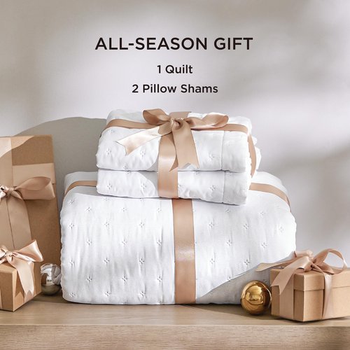 Bedsure King Quilt - Bright White Bedspread King Size & Lightweight Comforter, Modern Coverlet with Clover Pattern, Ultra Soft All-Season Bedding, 106 x 96 Inches
