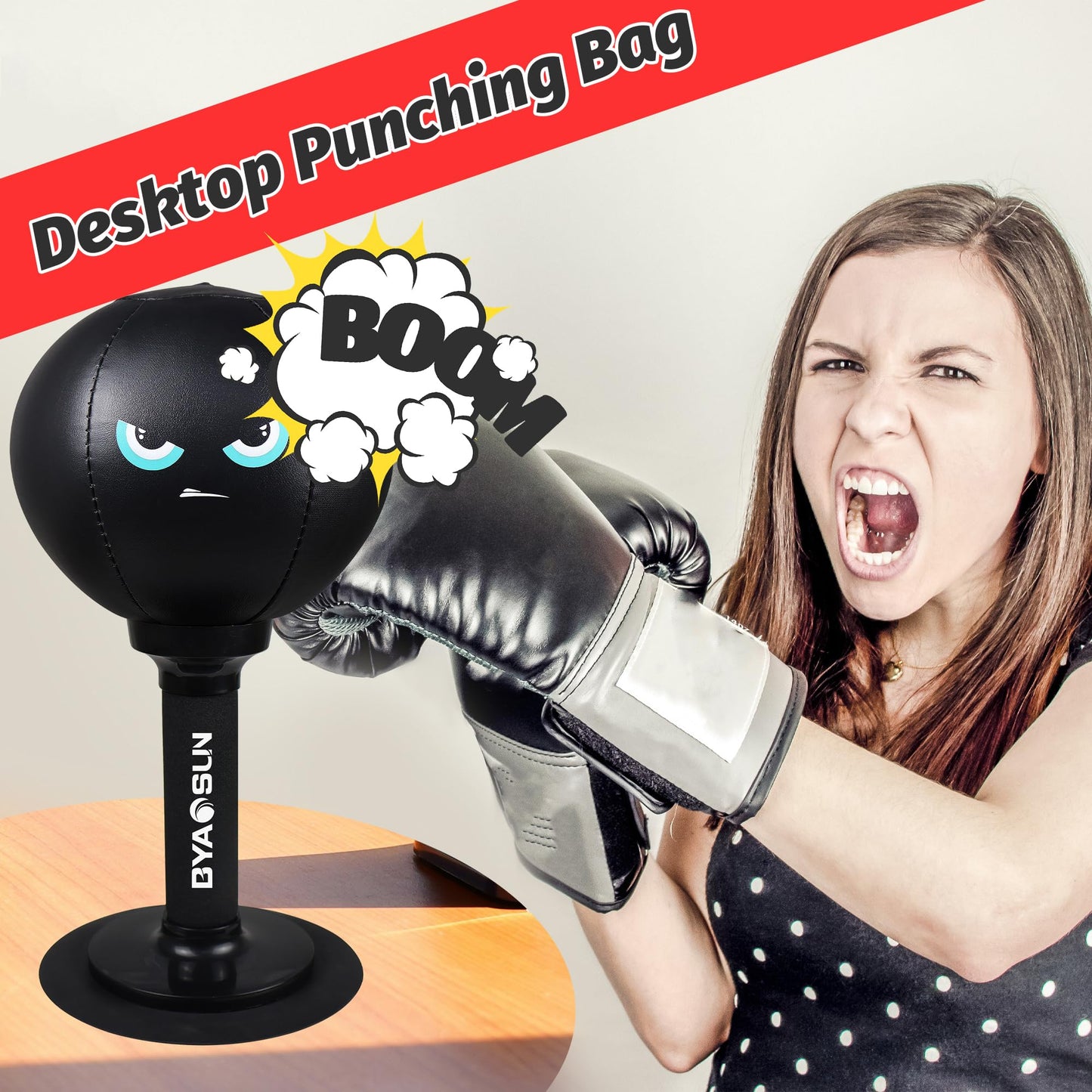 Desktop Punching Bag,Portable Strong Suction Cup Boxing Bag Speed Balls,for Home or Office Boxing Stress Relief Training,Fun Punch Gift for Kids or Adult or Coworker(Black)