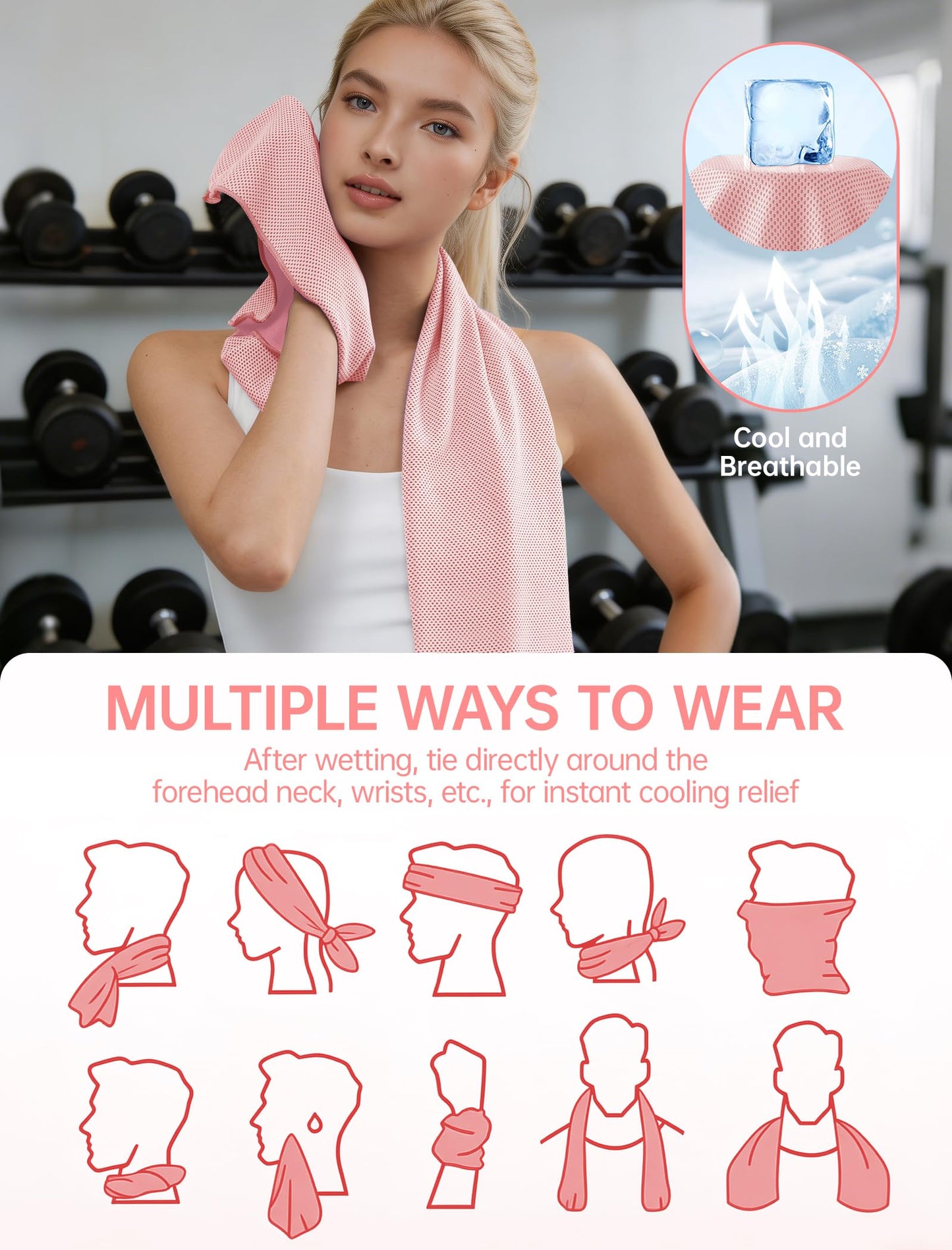 CHEMLUK 4 Packs Cooling Towels: Instant Cool Towel for Neck and Face Hot Weather UPF50 Quick Dry Microfiber Sweat Towels for Gym Workout Sports (40"x12")