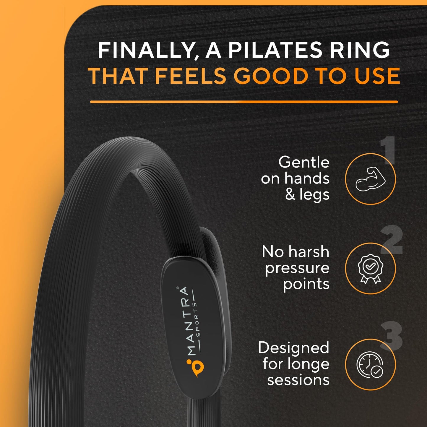 MANTRA SPORTS Pilates Ring - 13 Inch Magic Circle Pilates Ring - Toning Inner Thigh Exerciser, At-Home Yoga Equipment for Home Workouts - Thigh Master for Women, Arms & Core Toning - Carbon Black