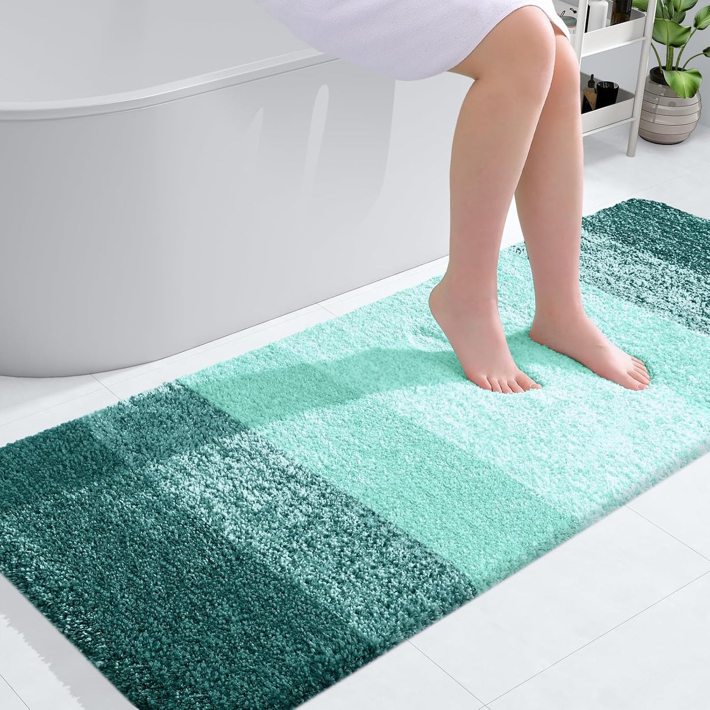 OLANLY Large Bathroom Rugs - Extra Soft Microfiber Mat | Quick Dry, Washable, 44x32, Blackish Green