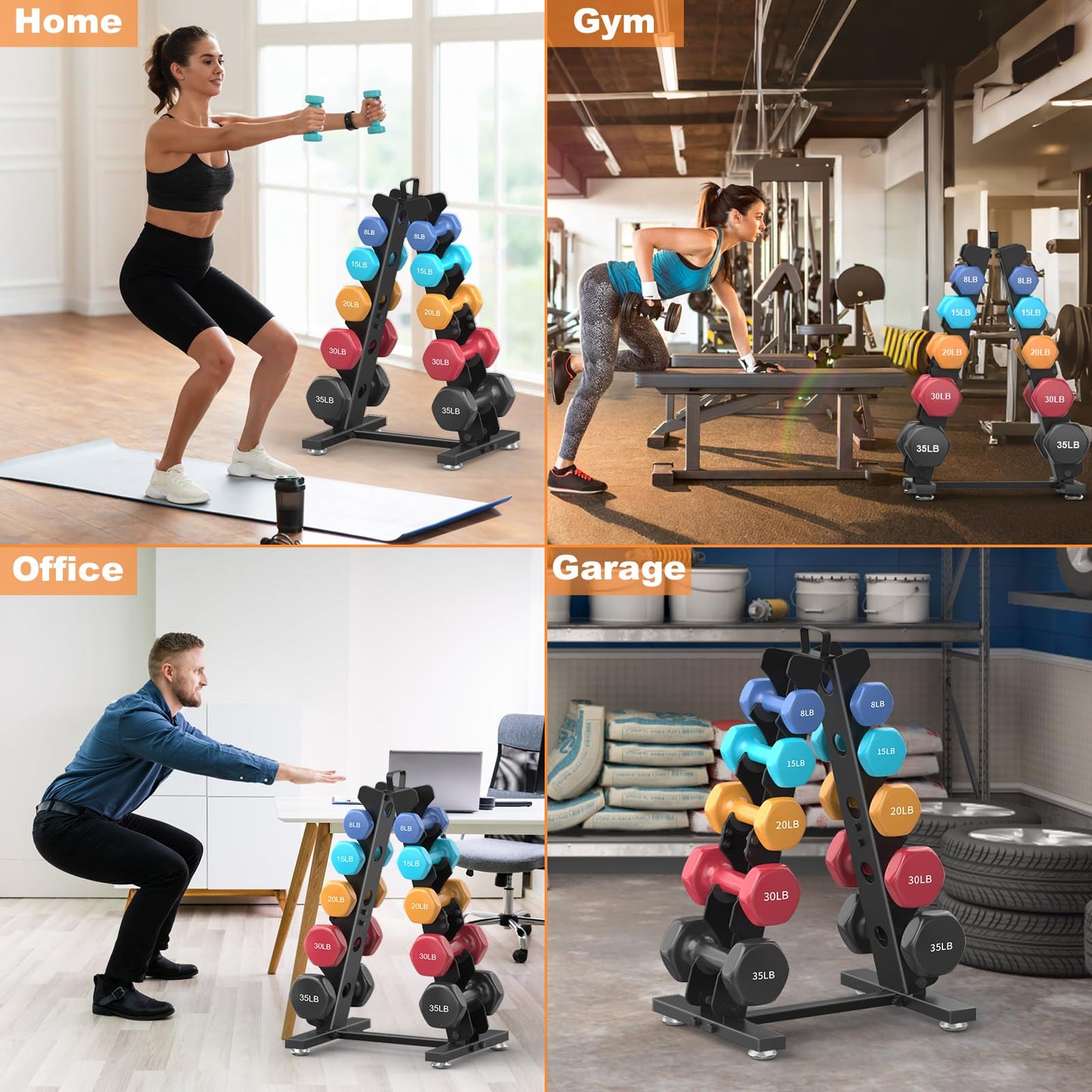 TomCare Dumbbell Rack Stand Only, 5 Tier Weight Rack for Home Gym Metal Compact A-Frame Dumbell Holder for Dumbell Set (5-35 LB), Weight Storage Holder with Handle (Stand Only)