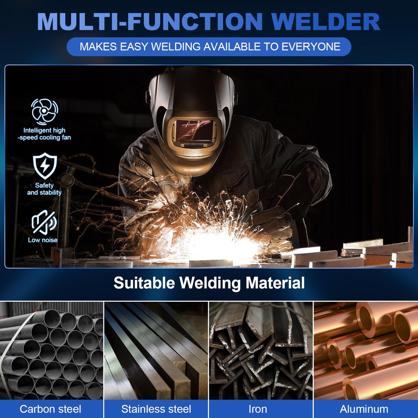 FLARING MIG Welder 215amp 6 IN 1 Welder Machine 120V/240V Flux Core/Gas MIG/Stick/Lift TIG/Spot welding/Spool Gun Multi-Process 2lbs/11lbs Wire Compatible IGBT Inverter Portable Welder