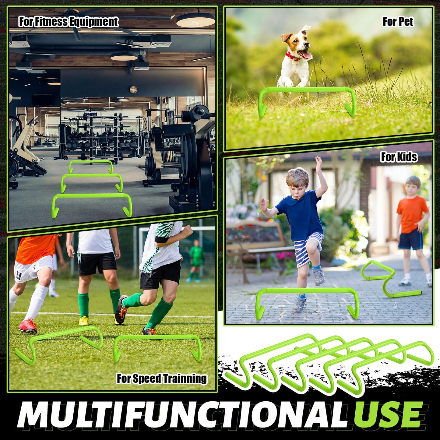 Wettarn 10 Pcs Speed Agility Training Hurdles Detachable Durable Hurdle Agility Plyometric and All Purpose Speed Training Equipment for Athletes Soccer Basketball(6 Inch,Green)