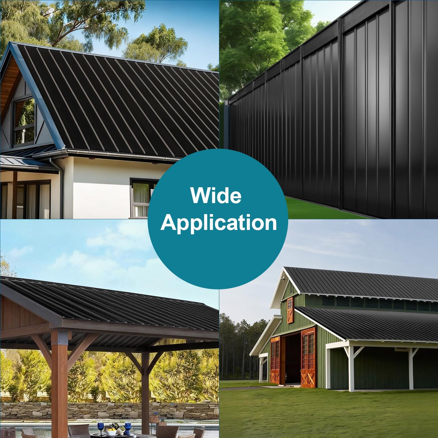 NeatiEase 20 Pcs Metal Roofing Panels, 6.1 Feet Corrugated Galvanized Roofing Panels Metal Siding Panels with Steel Screws for Pergola, Gazebo, Shed, Outdoor Storage, Chicken Coop,Garages (Black)