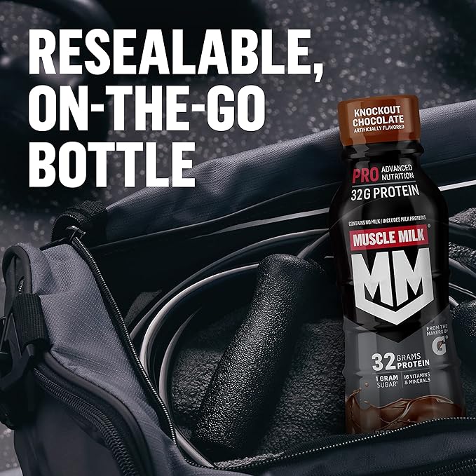 Muscle Milk Pro Advanced Nutrition Protein Shake, Intense Vanilla, 14 Fl Oz Bottle, 12 Pack, 40g Protein, 1g Sugar, 16 Vitamins & Minerals, 6g Fiber, Workout Recovery, Packaging May Vary