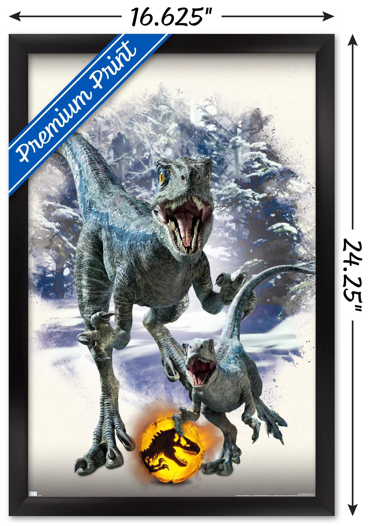 Trends International Jurassic World: Dominion - Blue and Beta Focal Wall Poster, 22.375" x 34", Black Framed Version