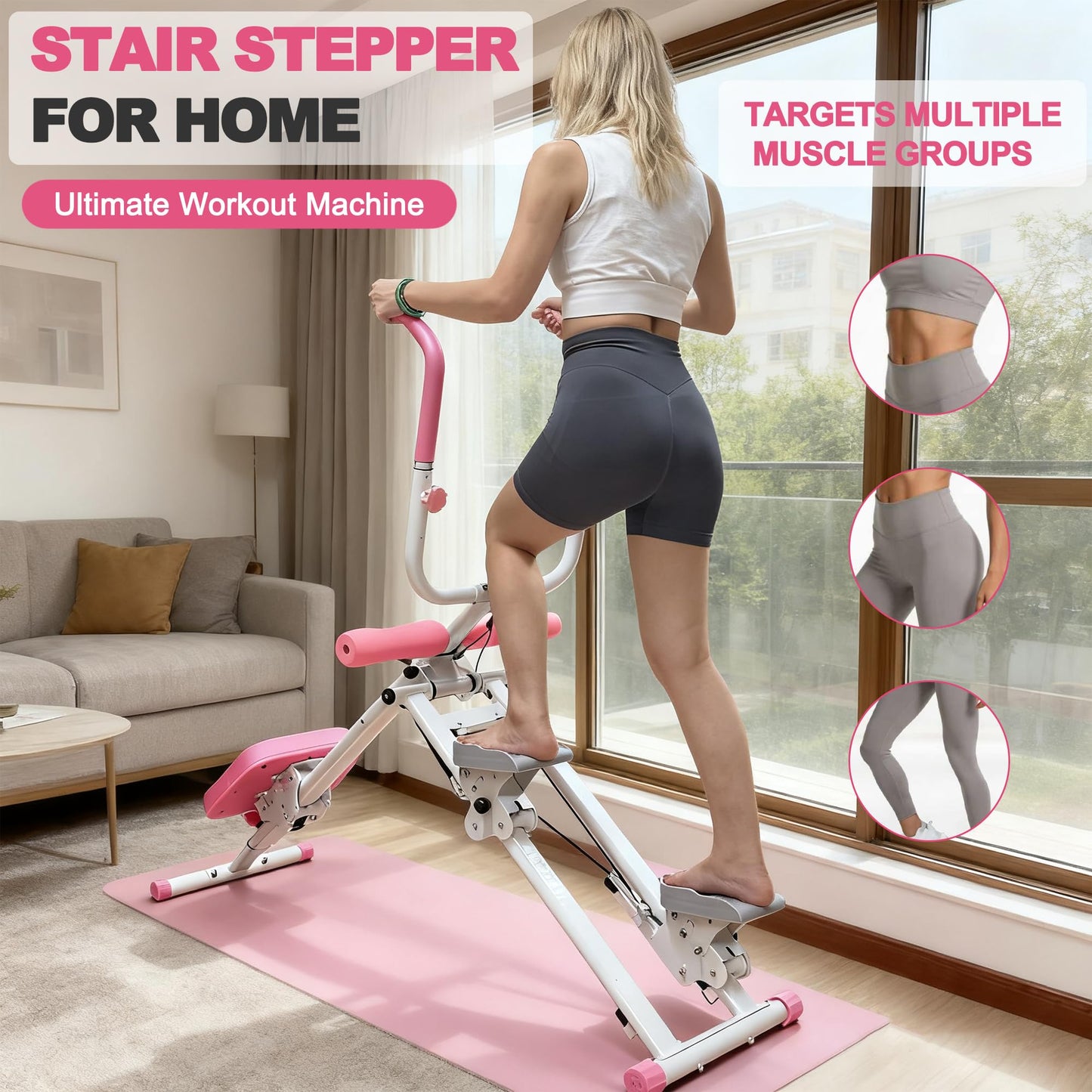 KINMAC 2-in-1 Stair Stepper and Ab Workout Machine, Multi-Function Trainer Compact Home Gym Exercise Equipment for Full Body Cardio and Core Training