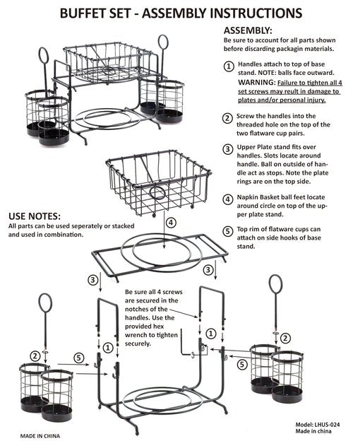 Lihou PapaQ Metal Buffet Caddy Tabletop Organizer, Flatware Napkin and Plate Picnic Caddy Stackable Serving Set for Kitchen, Picnic, Camping, Party,Dining, Entertaining, Parties,Thanksgiving
