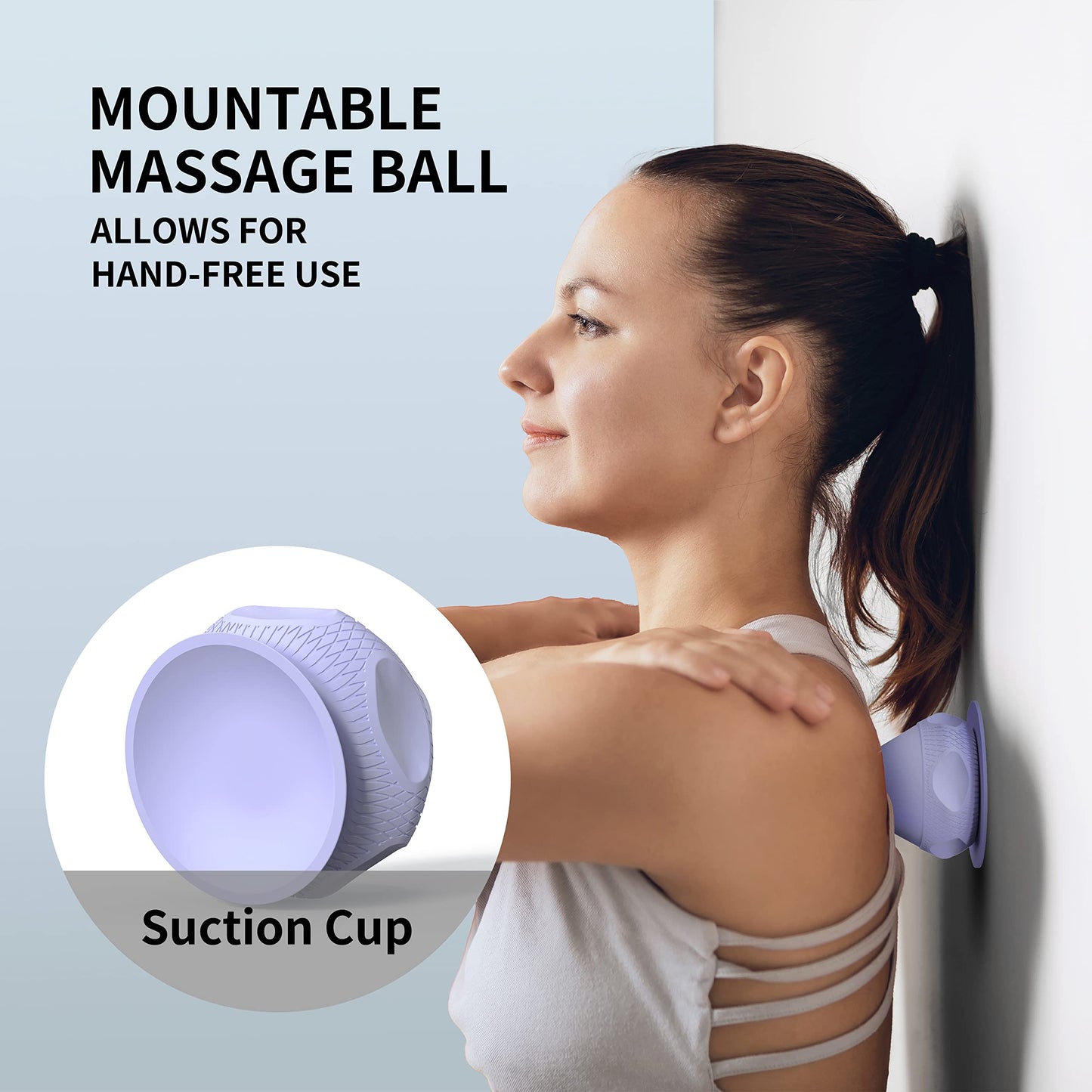 FITMIND Mountable Self-Massage Ball Handfree with Suction Cup,Deep Tissue Back Sore Muscle Knot Massager,Myofascial Release,Manual Massage Balls, Foot Plantar Fasciitis, Back Stress Relief - Purple