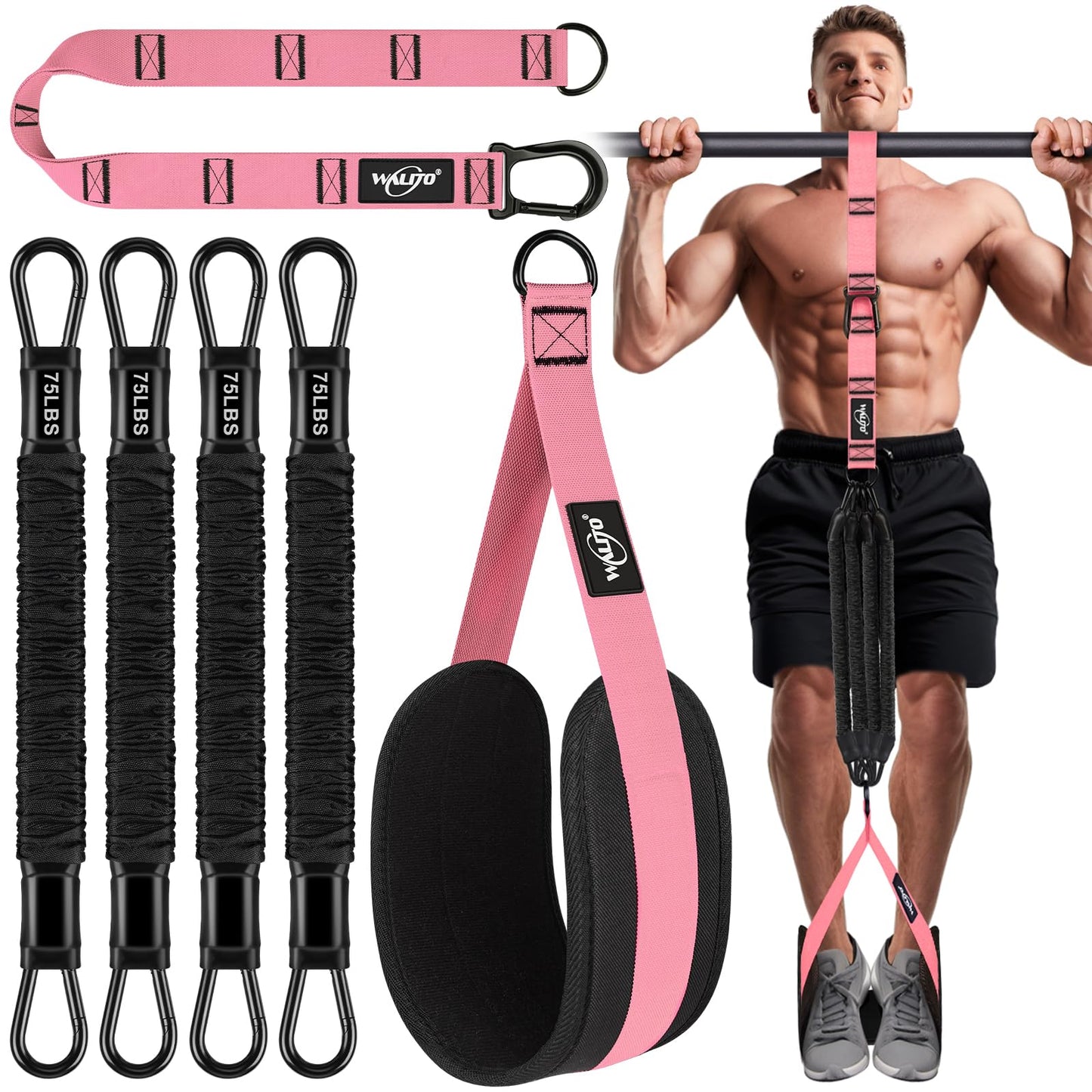 Pull Up Assistance Bands Set, Heavy Duty Adjustable Pull Up Assist Band with Feet Rest, Strength Training Bands for Home Gym Fitness, Pull-Up Bar, Calisthenics and Body Stretching