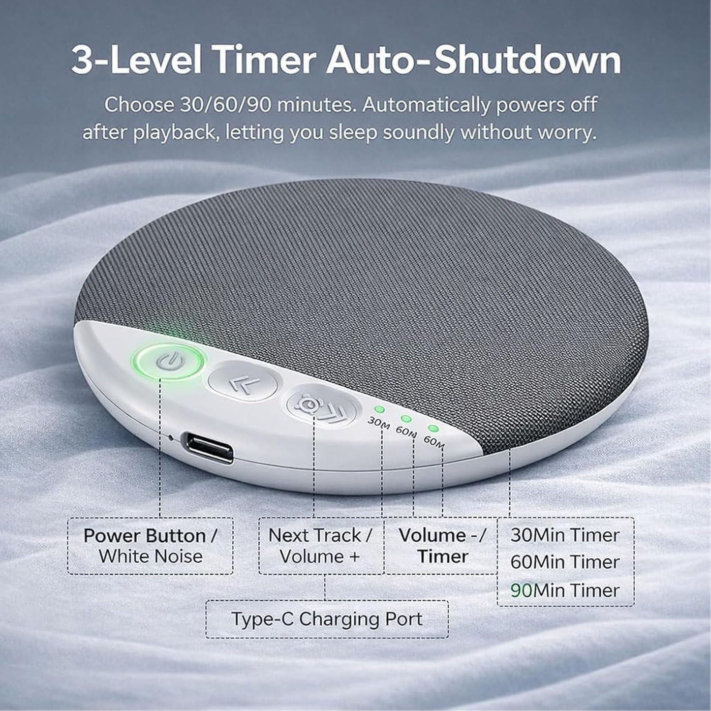 Generic 1.2cm 48H Pillow Speaker for Sleeping - Ultra-Thin Invisible Under Pillow Speaker Bluetooth for Side Sleepers