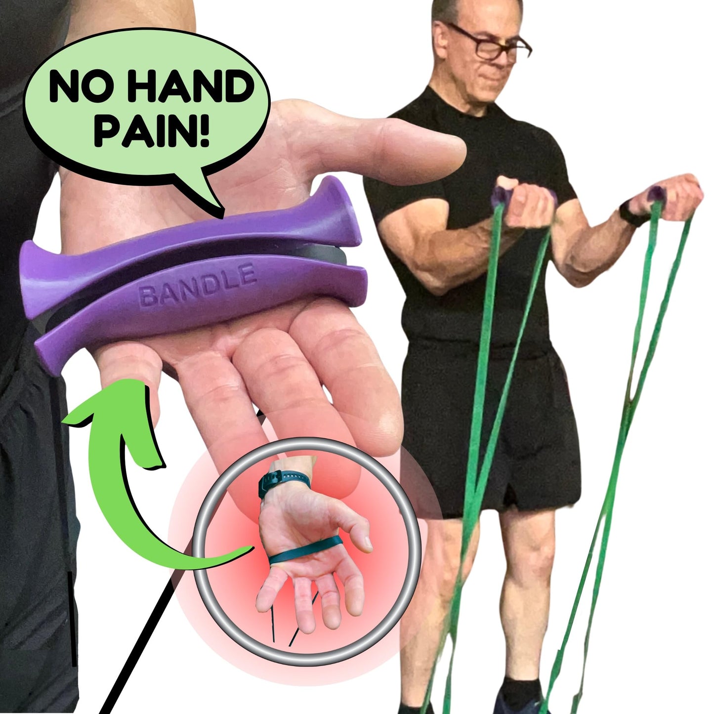 Bandles™ - True Ergonomic Resistance Band Handles | Unleash the Full Potential of Pain-Free, Full-Body Workouts | Durable & Comfortable for High-Intensity Training (2 Handles) (Steel Gray, Standard)