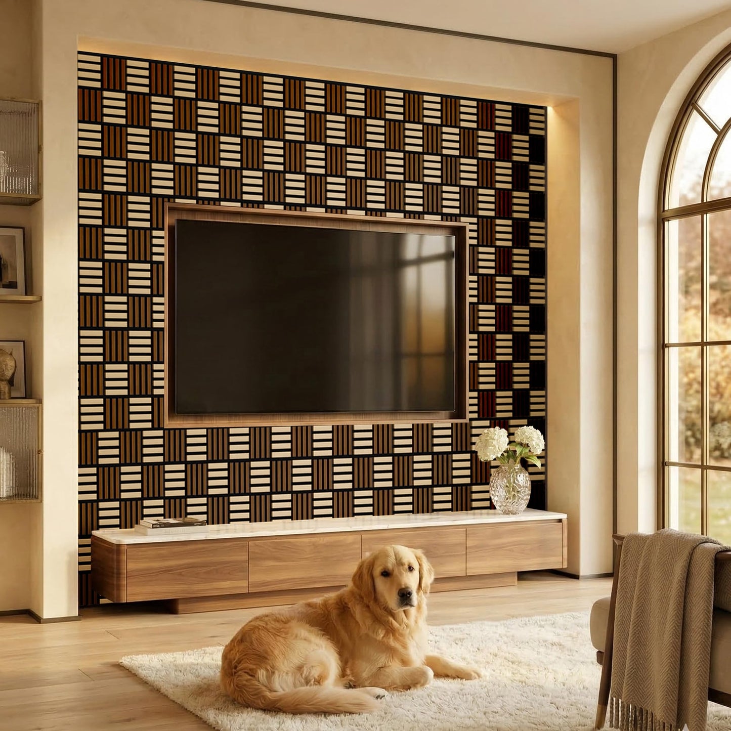 Wall Panels-8-Pack Wood 3D Wall Panels for Wall Decor,High Grille Soundproof Slat Acoustic Panels for Living Room,TV Background,Bedroom,Kitchen,Office,Cinema (27.4 X 13.8)