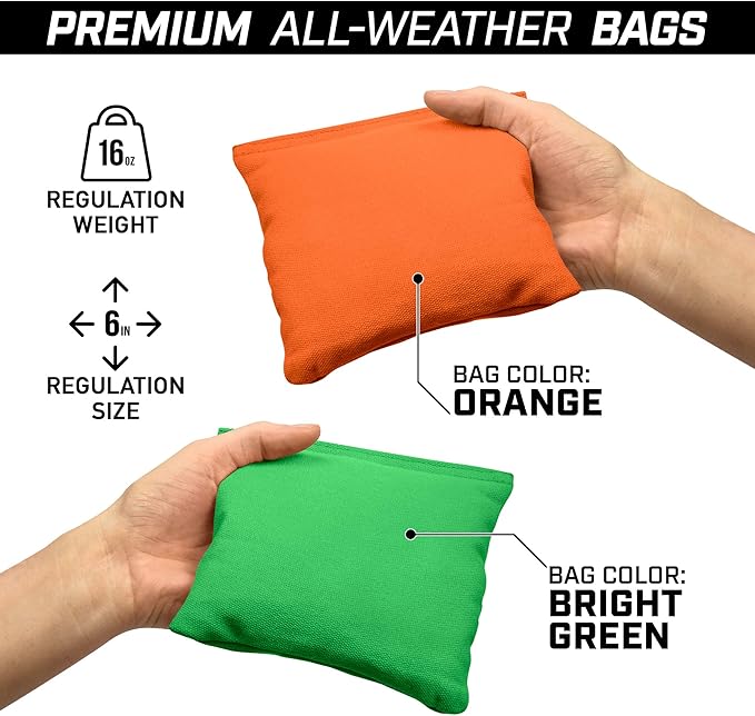 GoSports 4 ft x 2 ft Regulation Size Wooden Cornhole Boards Set - Includes Carrying Case and Bean Bags (Choose Your Colors) Over 100 Color Combinations