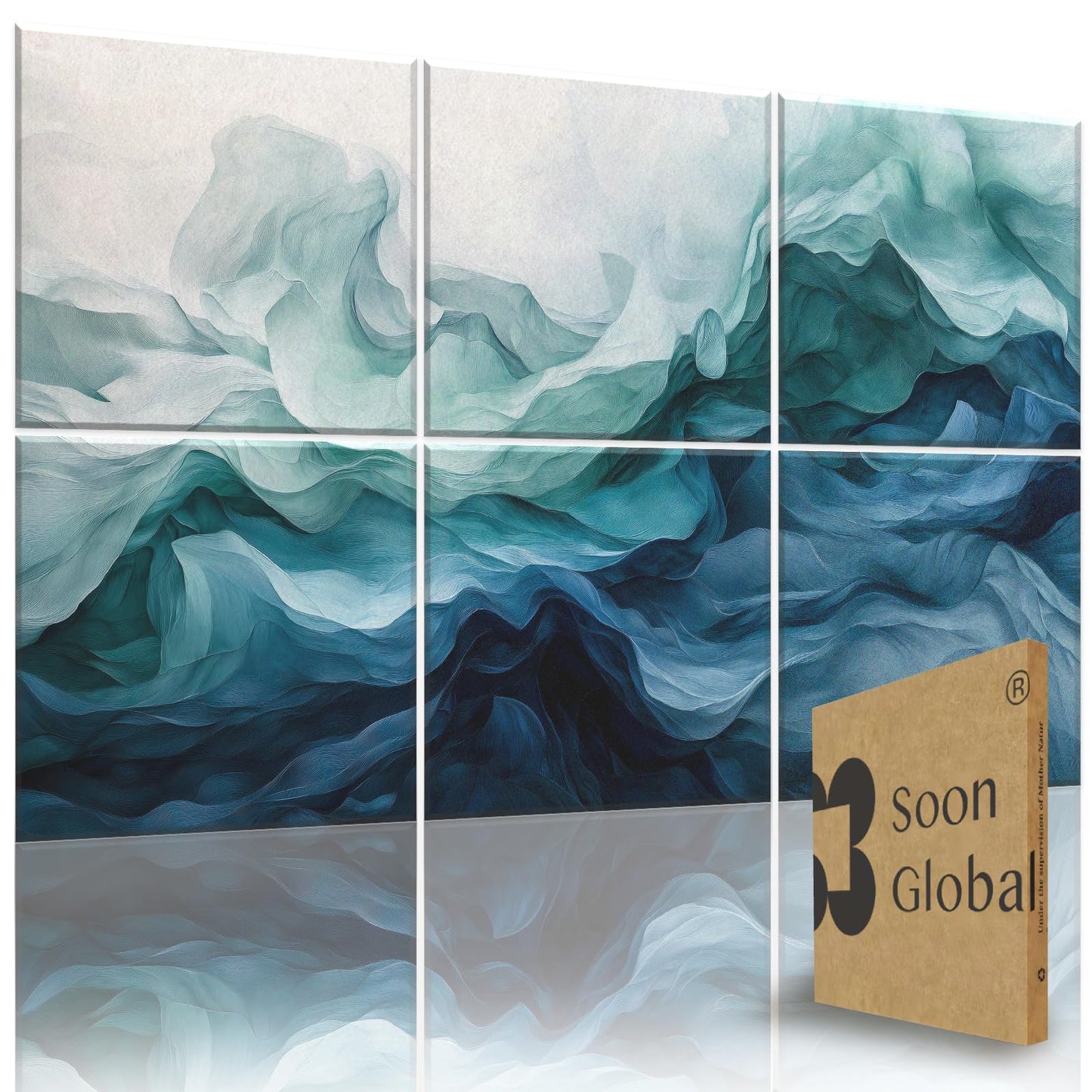 Soon Global Acoustical Wall Panels, 72 X 48 Inches Art Acoustic Panels, Decorative Acoustic Panels, Acoustic Wall Panels, Sound Absorbing Wall Art, Aqua Dreams