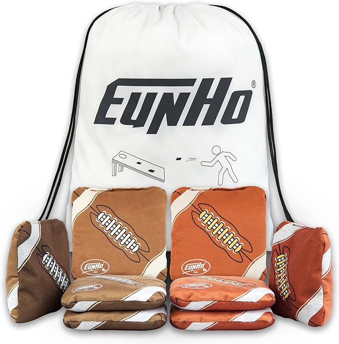EunHo Dual Sided Cornhole Bags Regulation Set of 8 Professional Cornhole Bean Bags Slick and Stick for Tossing Game-All Weather