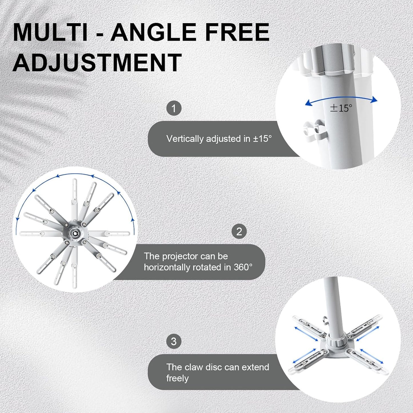 Jomard Universal Projector Ceiling Mount, Adjustable Height Extendable Arms, Ceiling Projector Mount for Home