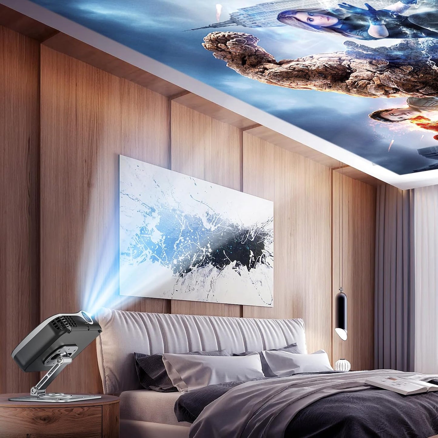 BAISHUN 3-in-1 1/4-Inch Setup, 360-degree Projector Stand Desk, Wall and Ceiling Mount with Thread, Foldable, Easy