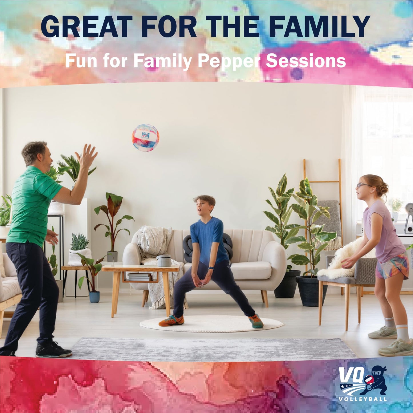 VQ Sports - Soft Volleyball for Indoor Practice - Foam Volleyball for in the House, Silent, No-Deflate, Durable, Perfect for Games & Practice - Soft on Arms