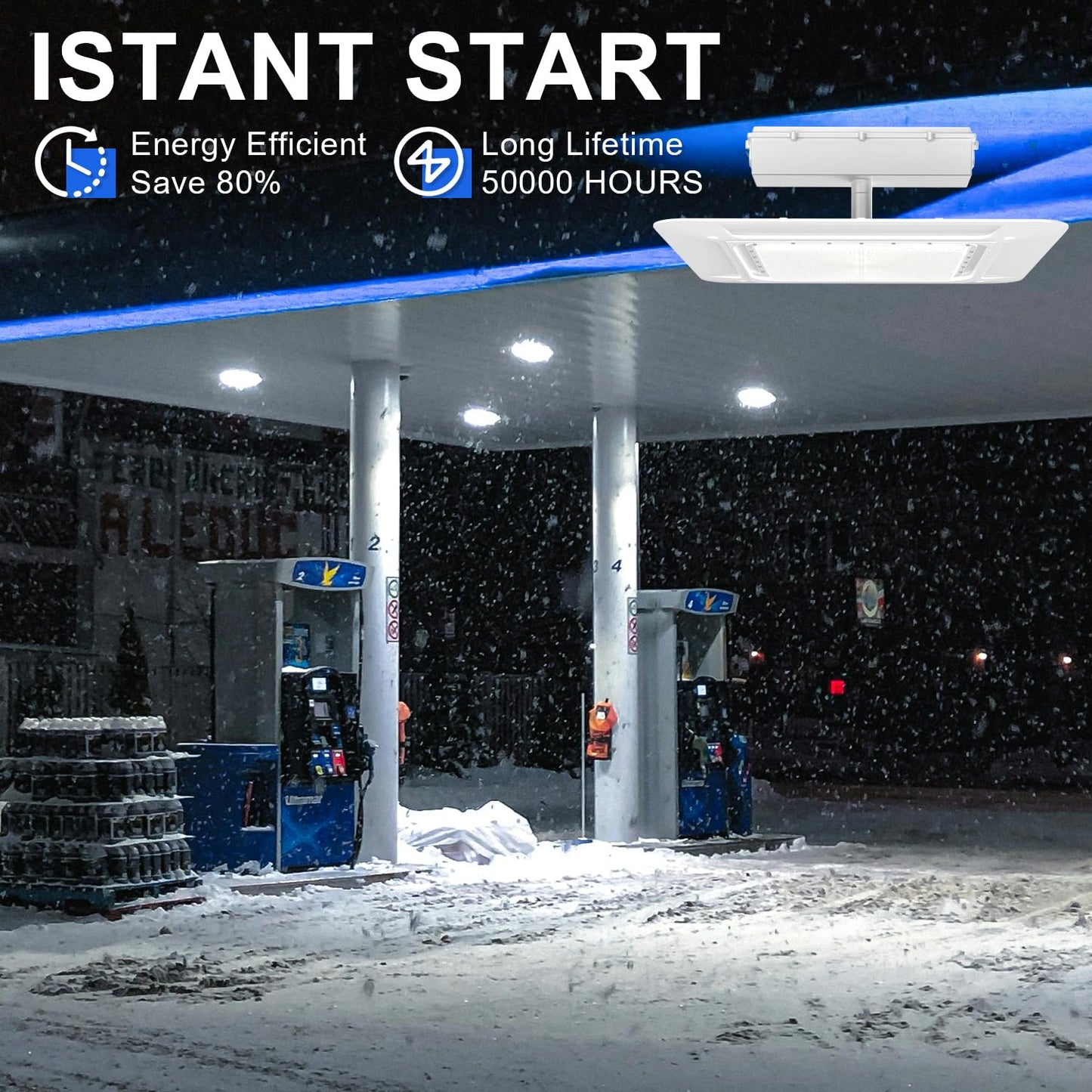 OSTEK 240W LED Canopy Light, 33,600LM 5700K, IP65 Waterproof Super Slim Gas Station Light, 1000W HID/HPS Equivalent, Surface Mount Fixture for Parking Lots, Warehouses, Airports, 100-277V