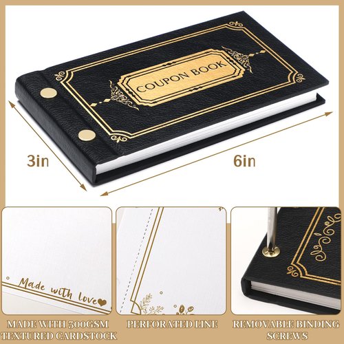 JULEASEL Classic Leather Blank Coupon Book- 30 DIY Coupons, Valentines Day Gifts for Him Her, Valentines Gift for Husband, Wife, Boyfriend, Girlfriend, Unique Anniversary Vday Gifts for Couples