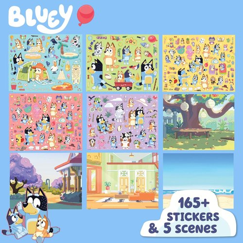 Bluey Jumbo Sticker Pad - 165+ Repositionable Stickers & 5 Play Scenes | Fun for Kids Ages 3+