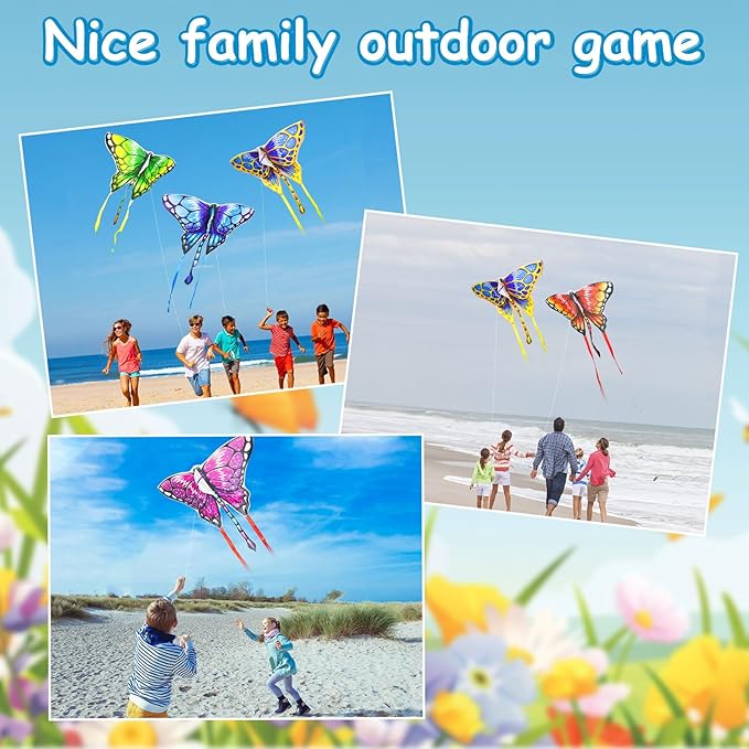 Kite for Kids Ages 3-5 4-8 & Adults, Flying Toys| Beach Toys| Outdoor Toys, Easy to Fly Butterfly Kites with Handle and 328FT Kite String, Large Kites for Boys Girls Birthday Gifts Party Favor Games