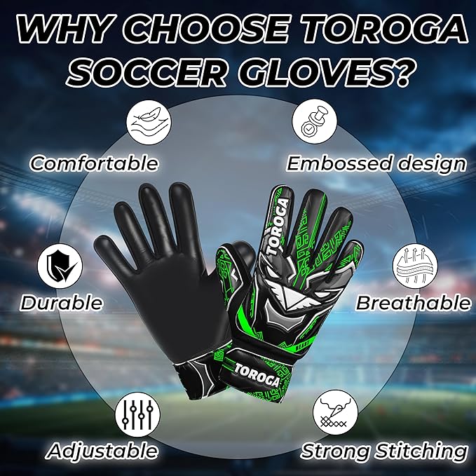 Goalkeeper Gloves for Kids & Youth – Soccer Goalie Gloves, Strong Latex Grip, Double Wrist Support & Breathable Mesh – Boys Football Gloves