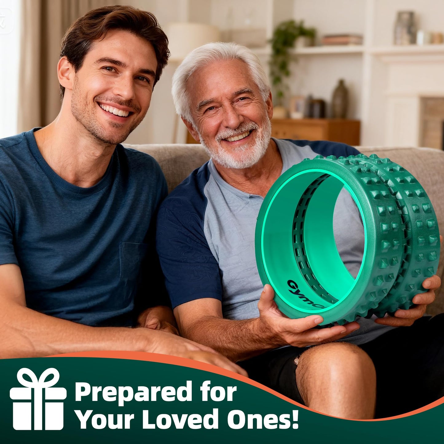 GymCope Back Roller for Back Pain Reliefn & Stretching, Deep Tissue Massage Roller Supports Up to 530 lbs / 240 kg, 5.5''-7.5'' Curved Foam Roller for Home Physical Stretching (Green, Firm)