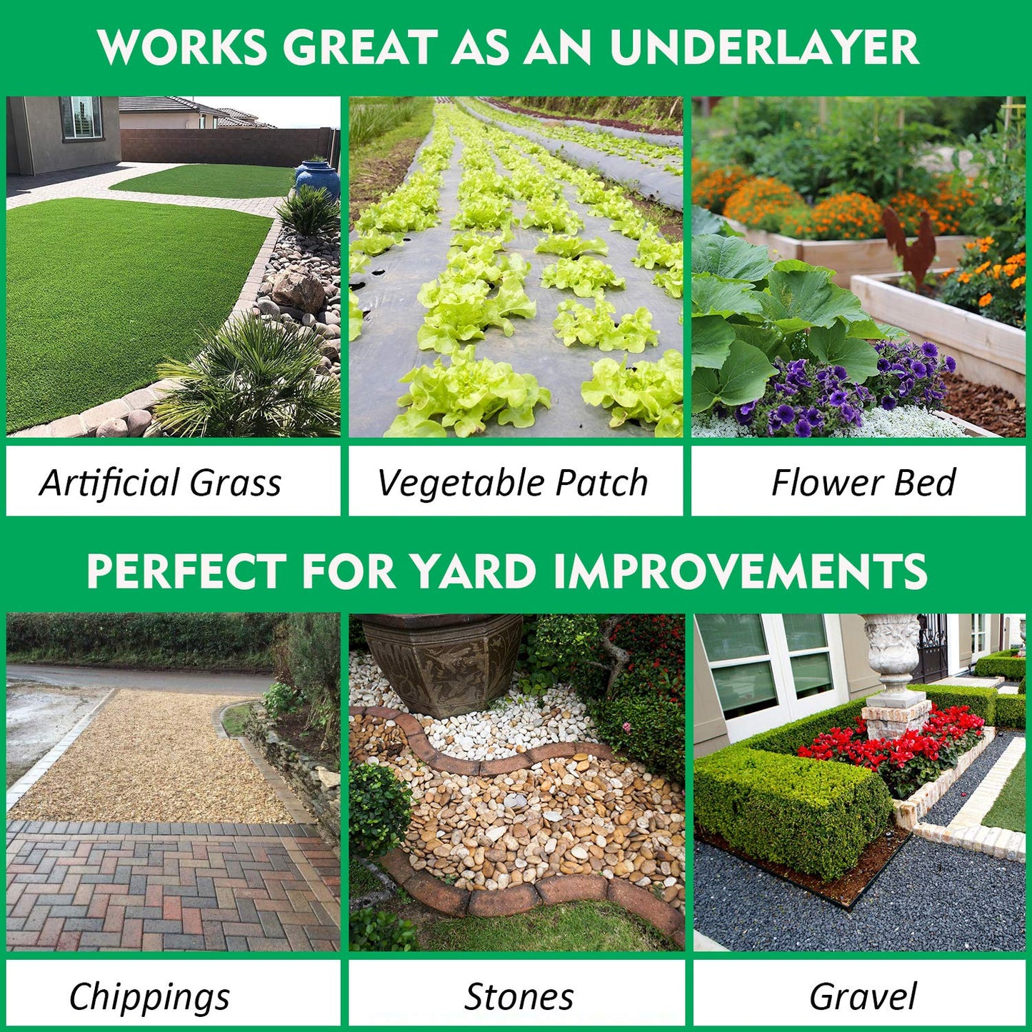 Kdgarden Premium 5oz Pro Weed Barrier Landscape Fabric Ground Cover Heavy Duty Commercial Anti-Weed Gardening Mat, 4ft x 100ft, Black