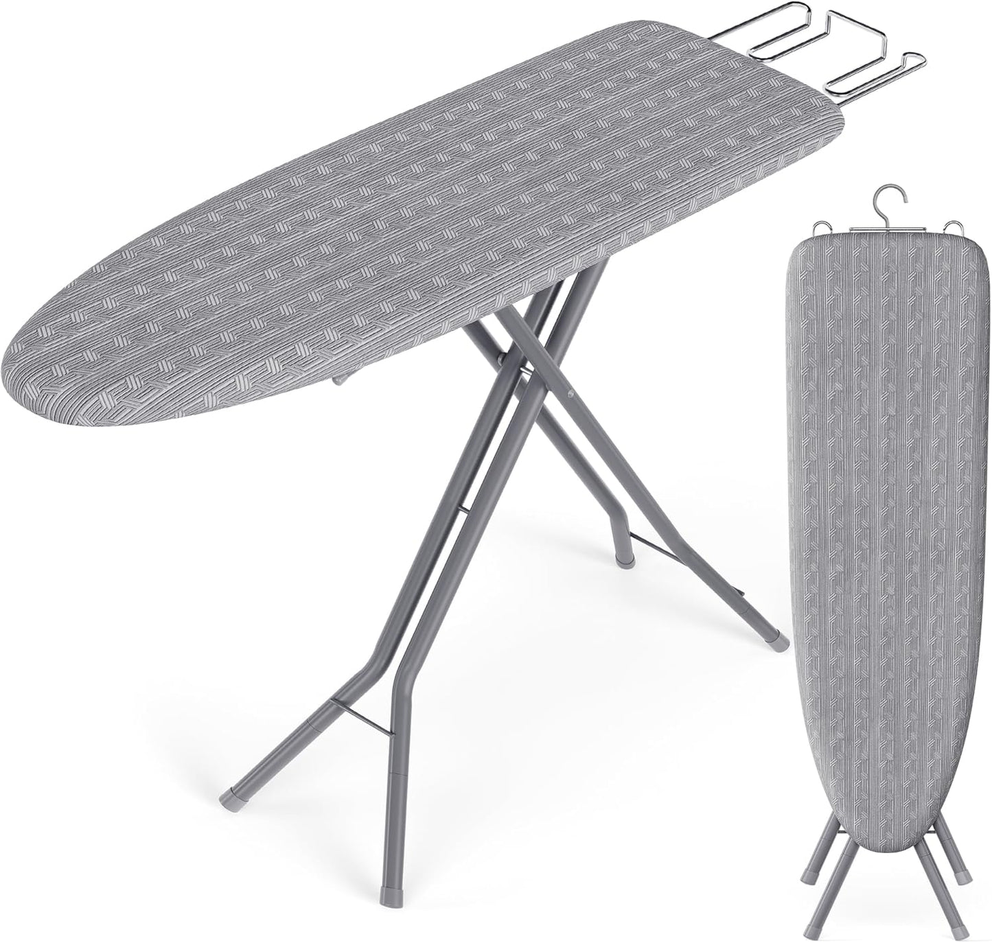 SONGMICS Ironing Board - Foldable & Height Adjustable Up to 35 Inches | 4-Layer Cover, Iron Rest & Hook, Dove Gray