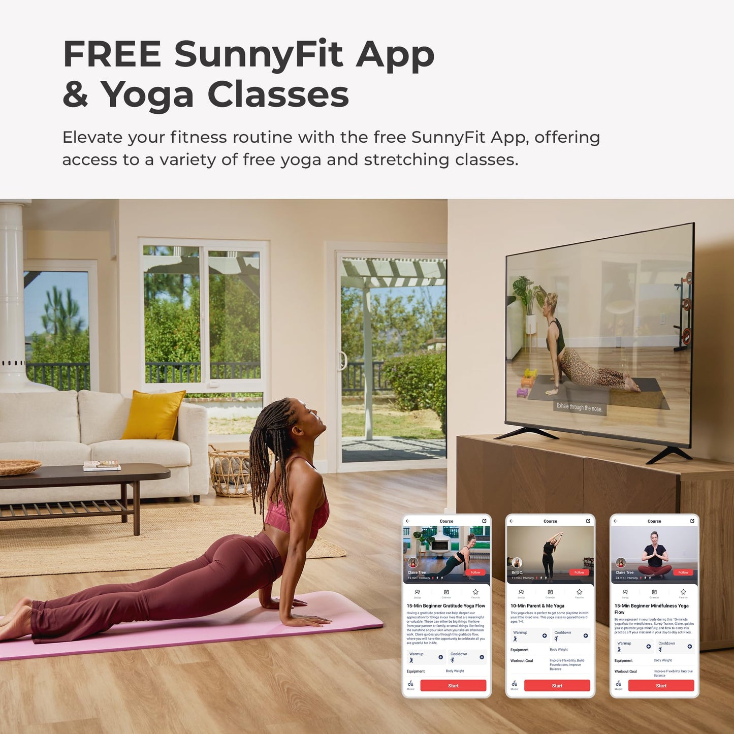 Sunny Health & Fitness Premium 1/2-Inch Extra Thick Exercise Yoga Mat Non-Slip High Density Pilates and Floor Workout Elastic Strap Portable with Carrying Strap- Grey - 74 x 24 Inches - SF-EM03-GY
