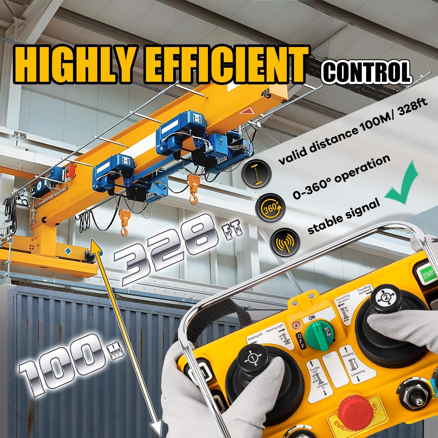 NEWTRY Hoist Crane Remote Control Wireless F24-60 12V Heavy Duty Rocker Type Five-Speed Remote Control Wireless System Industrial Channel Electric Lift Hoist Transmitter Receiver (12V)