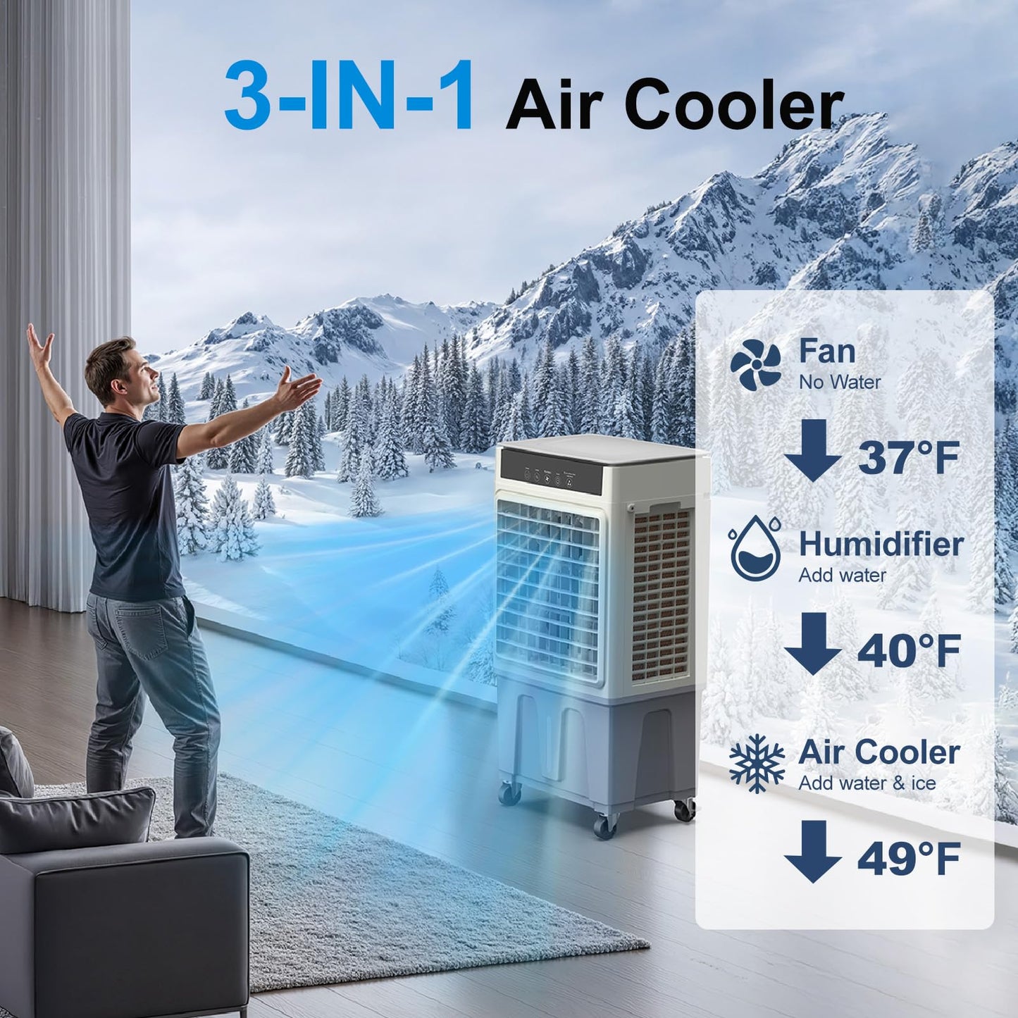 Slkdrft Portable Air Conditioner, 3 in 1 Evaporative Swamp Air Cooler,