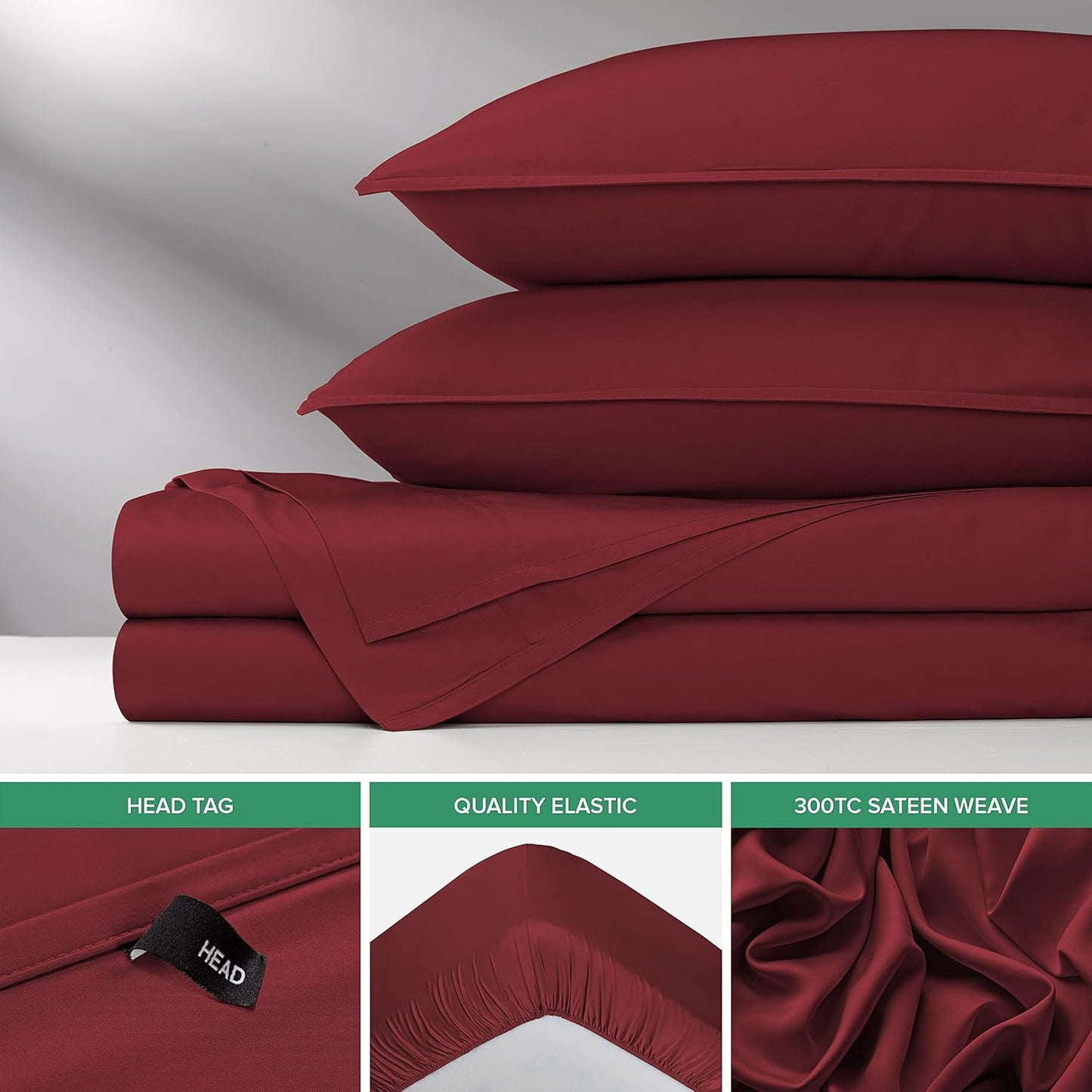 Pure Bamboo Queen Sheets - Luxuriously Soft 100% Organic Viscose Bed Set | Cooling & Durable (Merlot)