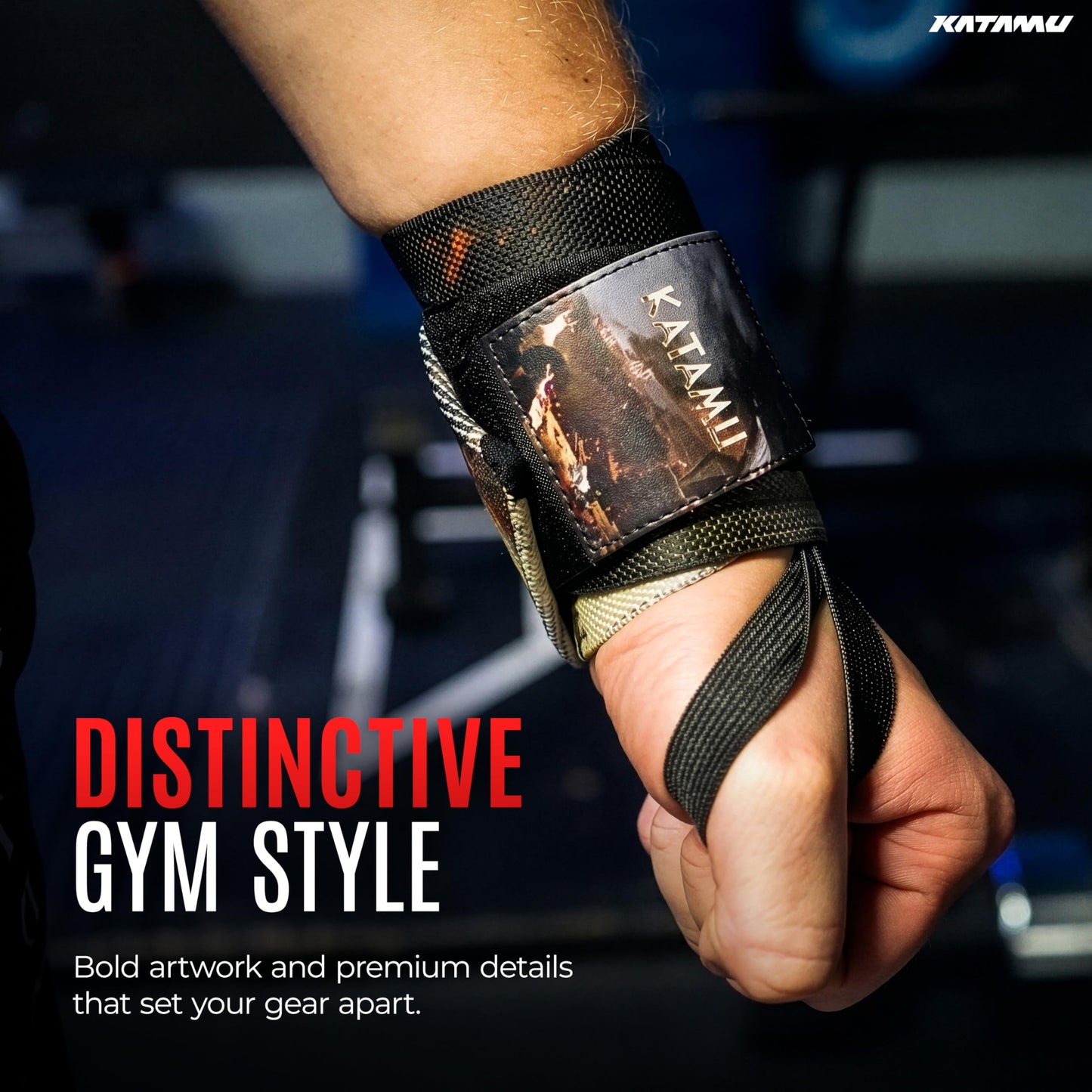 Katamu Premium Wrist Wraps for Weightlifting — 18 Inch Cotton Wrist Support with Thumb Loop for Powerlifting, Bodybuilding and Bench Press, Men and Women, Pair