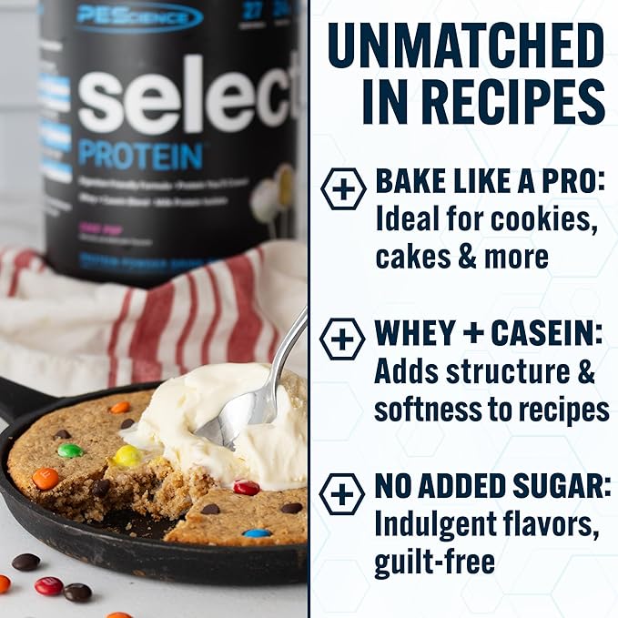 PEScience Select Protein Powder, Whey and Casein Blend, Clean Protein Powder for Women and Men, Low Calorie, Low Carb, Keto Friendly, Gluten Free - Cake Pop - 55 Servings