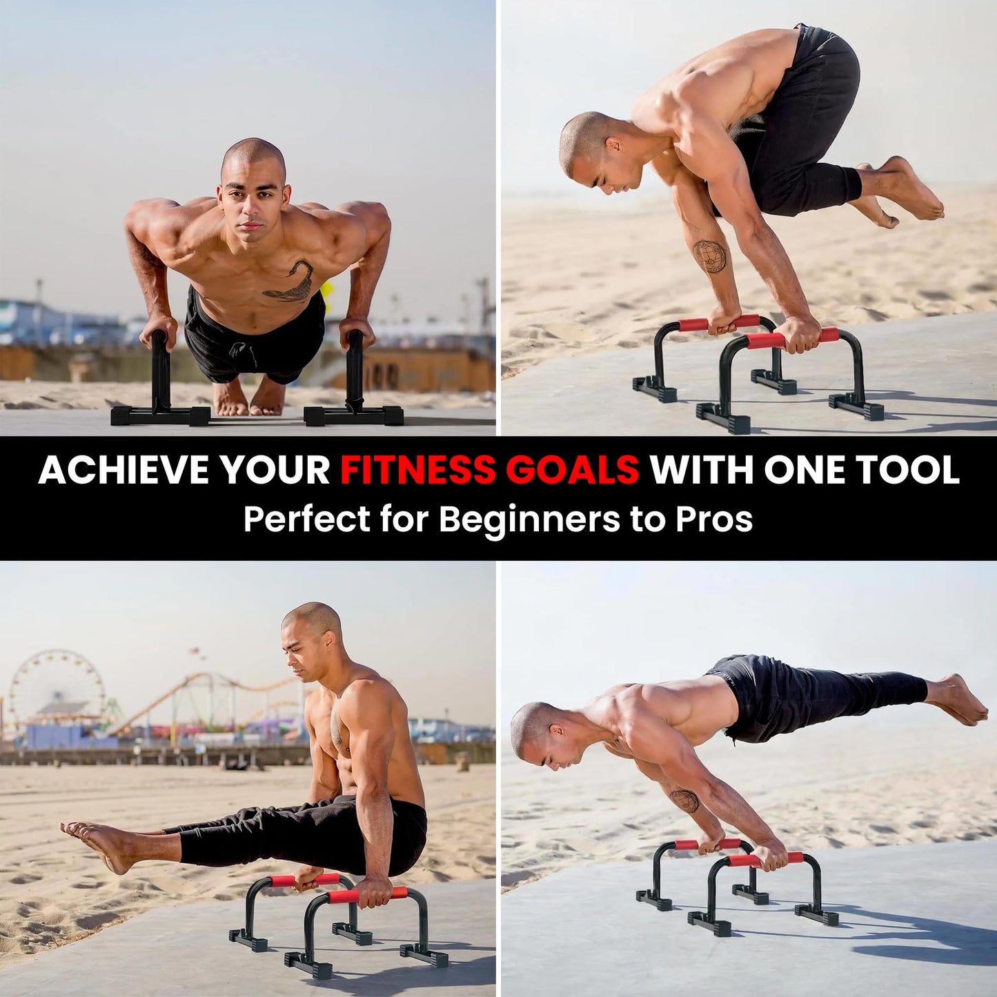 Rubberbanditz Parallettes Calisthenics Handles – Push Up Bars & Dip Bar Stand – Parallel Bars Dip Station for Strength Training – Pushup Handles Parallettes Bars for Home Gym Workouts