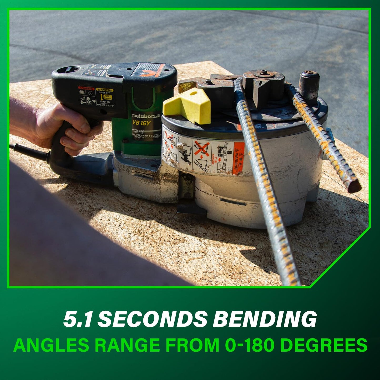 Metabo HPT Portable Rebar Bender and Cutter, 8-Amp Motor, Grade 60 rebar, Maximum 180° Angle, Variable Speed Trigger, Lightweight Design, Precision Bends and Cuts, VB16Y
