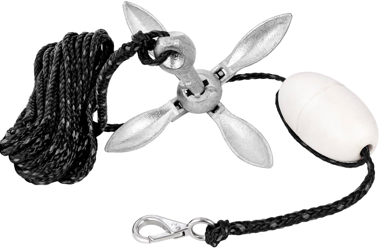 Young Marine Grapnel Anchor Kit for Small Boats, Kayaks, PWC, Jet Ski, Paddle Boards, etc. - 3.5 lbs (Galvanized-Silver)